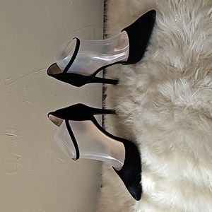 Jessica Simpson black suede stiletto sandals ankle straps high heel